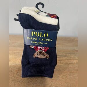 NWT POLO RALPH LAUREN GIRLS SOCKS 4 PAIRS
